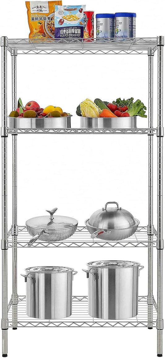 4 Tier Adjustable Storage Shelf Metal Storage Rack Wire Shelving Unit Storage Shelves Metal for Pantry Closet Kitchen Laundry