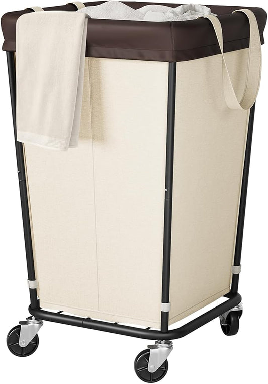 160L Laundry Basket with Wheels, 2-section Rolling Laundry Basket, Large Laundry Hamper with Wheels, Rolling Laundry Hamper Clothes Hamper for Home, Bathrooms and Dorm(Beige)