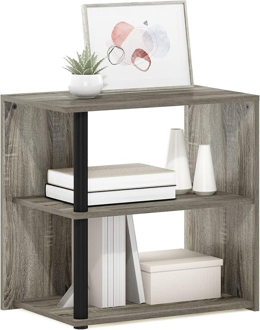 Furinno Romain 2-Tier End Table, French Oak/Black-NeatNest