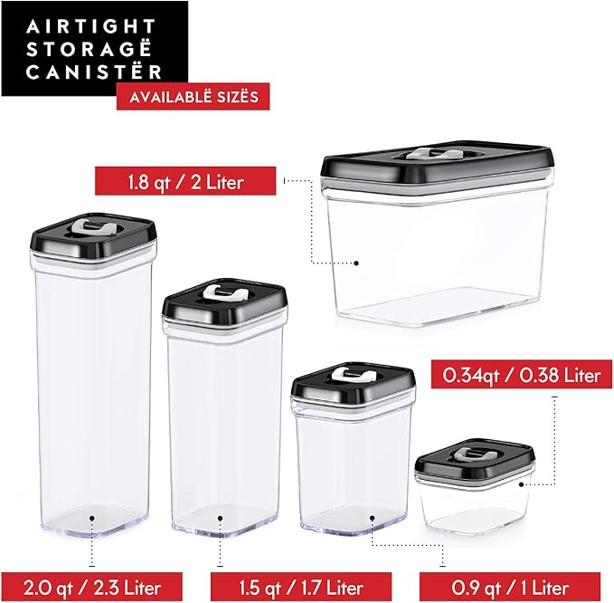 DWËLLZA KITCHEN Mini Airtight Food Storage Containers with Lids – Set of 6 Clear Plastic Small Pantry Containers for Spices, Candy, Nuts, Coffee or Tea, BPA-Free, Keeps Food Fresh & Dry-NeatNest