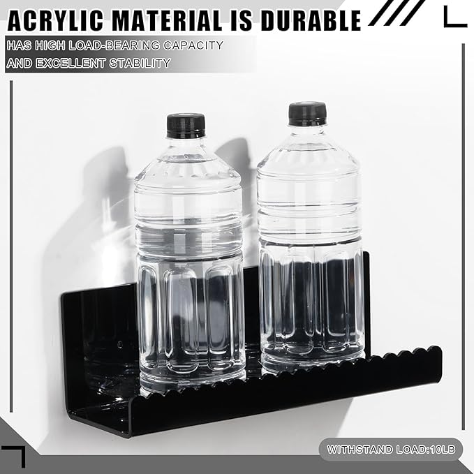 2 Pack Acrylic Wall Floating Shelves, Black Adhesive Organizer, Acrylic Floating Bookshelves, Wall Display Shelve for Bedroom, Gaming Room, Living Room, Bathroom, Office-NeatNest