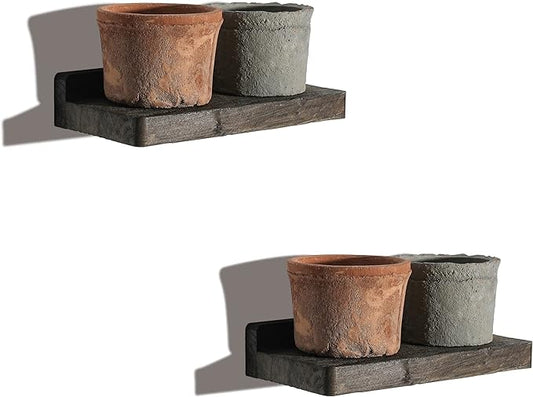 Freezing point Small Floating Shelves for Wall Set of 2 Natural Wood 8×4Inch Wall Shelf Mini Corner Shelf Decor Plant Display Mounted Kitchen Bathroom Bedroom Decorative Storage Tiny Stand