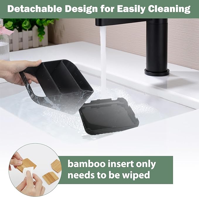 Chintu Toothbrush Holders for Bathroom Counter Organizer - 6 Slots Tooth Brushing Holder for Family Kids, Electric Toothbrush and Toothpaste Holder for Vanity Countertop Storage Black Marble-NeatNest