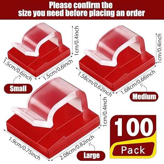 Blulu 100 Pcs Adhesive Cable Clips Bulk Wire Holder for Cord Organizer Clips Cable Management Outdoor Light Hooks for Christmas Wall String Lights Fairy Lights-NeatNest