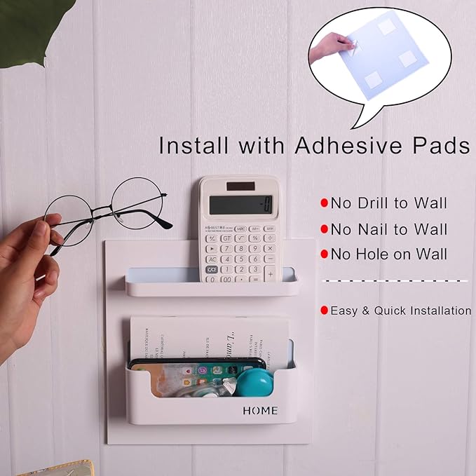 Bright Life Bedside Shelf Bedroom Dorm Room Rack Organizer Storage -Use as Kid Student Wall Shelf to Organize Headphone,Remotes,Glass,Cellphones(Vertical Type/White)-NeatNest