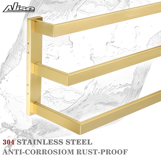 Alise Bath 3 Towel Bars Towel Racks for Bathroom Lavatory Wall Mount,Towel Hanger SUS304 Stainless Steel Towel Holder Towel Rail 23.2 Inch,Brushed Gold Finish