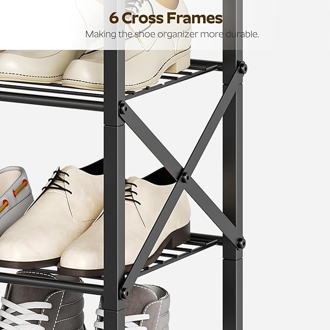 10 Tier Shoe Rack, Large Capacity Shoe Storage Organizer Holds 40 Pairs, Durable and Stable, for Entryway, Hallway, Closet, Dorm Room, Rustic Brown SS10BR-NeatNest