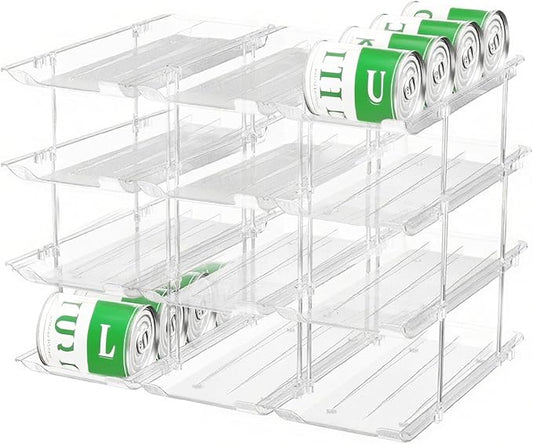 Can Organizer For Pantry,3 Sets 3 Tiers Pantry Organizers And Storage, Pantry Organizer for Fridge 36 Standard and Tall Cans Rack Automatic Rolling Stackable Canned Food Organizer, Clear-NeatNest