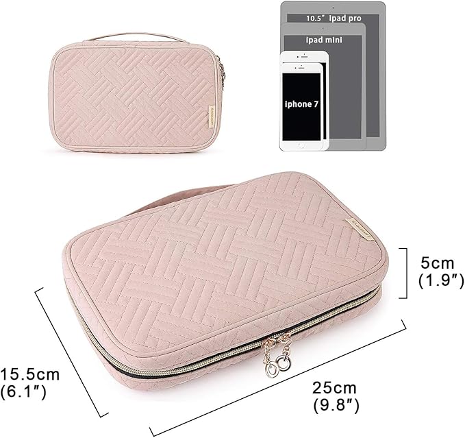 BAGSMART Jewelry Organizer Case Travel Jewelry Storage Bag for Necklace, Earrings, Rings, Bracelet, Soft Pink-NeatNest