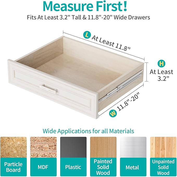 6 Pack Drawer Dividers Organizer, Adjustable 3.2" High Expandable from 11.8-20" Kitchen Stackable Drawer Organizer, Clear Plastic Drawers Separators, Kitchen and Office Storage-NeatNest