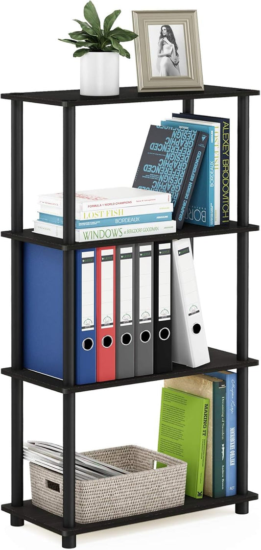 Furinno (99557EX/BK) Turn-N-Tube 4-Tier Multipurpose Shelf Display Rack - Espresso/Black-NeatNest
