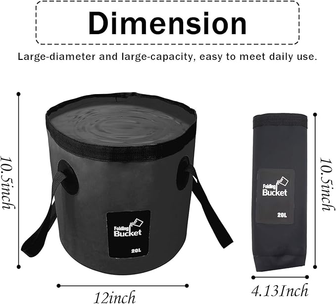 Esthesia Collapsible Bucket, 5 Gallon Portable Folding Water Container for Travelling, Camping, Hiking, Fishing, Gardening-NeatNest