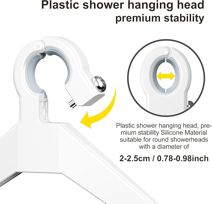 Orimade Adjustable Anti-slip Shower Caddy Over Head, Rustproof Bathroom Hanging Organizer with 2 Hooks, No Drilling Shower Shelves Storage Rack 3 Tier, White