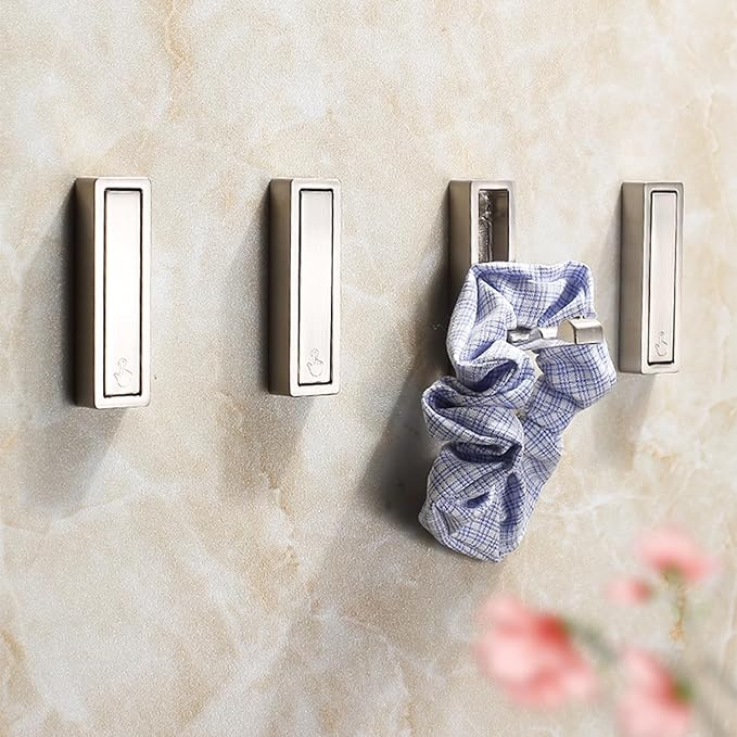 2Pcs Folding Coat Hooks, Heavy Duty Foldable Hook Made of Zinc Alloy, Foldable Wall Hooks for Bathroom, Entryway, Closet, Pool and Kitchen are Coat, Key Backpack, Storage Solutions（Silver）-NeatNest