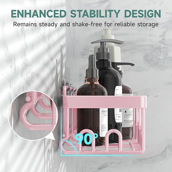Veken Rustproof & Waterproof Shower Caddy 6-Pack, No Drilling Adhesive Shelves Rack with Soap Holder, Large Capacity Bathroom Organizers and Storage, Wall-Mounted Kitchen & Home Decor-NeatNest