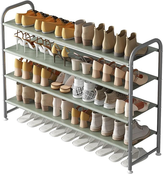 Shoe Rack 4 Tier Long Storage Organizer Wide Metal Shoe Shelf for Closet Entryway Grey-NeatNest
