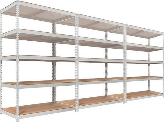 HOMEDANT White 5 Tier Laminated Boltless Heavy Duty Garage Storage Adjustable Wide Size Metal Shelving Unit Utility Rack Shelves Organization Shelf Shed Warehouse 47.7" W x 24.1" D x 71.3" H 3Pack-NeatNest