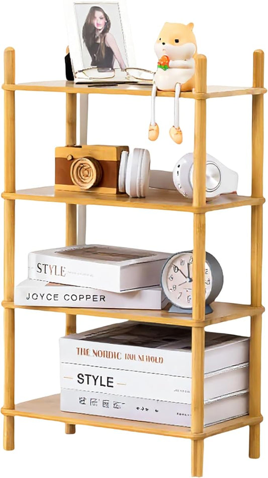 Bamboo Rack | Tool-Free Expandable (2-6 Tiers) | Kitchen Spice Organizer & Office Breakroom Snack/Cup Storage (Natural Bamboo)(Powered by Gogogo) (Natural, 15.6" W(4 Tier))-NeatNest