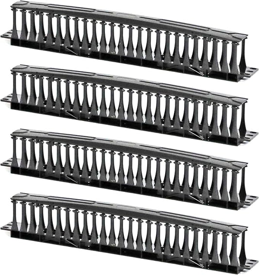 AEONS 1U Cable Management Horizontal 19-inch Rack Mount Cable Manager Finger Duct Raceway Plastic Hinged Cover Black