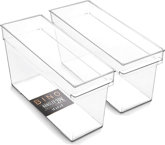 BINO | Plastic Storage Bins, Medium - Deep | THE HANDLER COLLECTION | Multipurpose Organizer Bins | Kitchen Pantry Organizers and Storage | Clear Containers for Organizing Home | Freezer Organizer-NeatNest