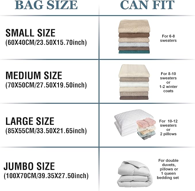 10 Pack Vacuum Storage Bags with Pump, 5 Jumbo and 5 Large Space Saver Vacuum Storage Bags, Vacuum Seal Bags for Clothing, Comfoters, Pillows, Blanket, Bedding-NeatNest