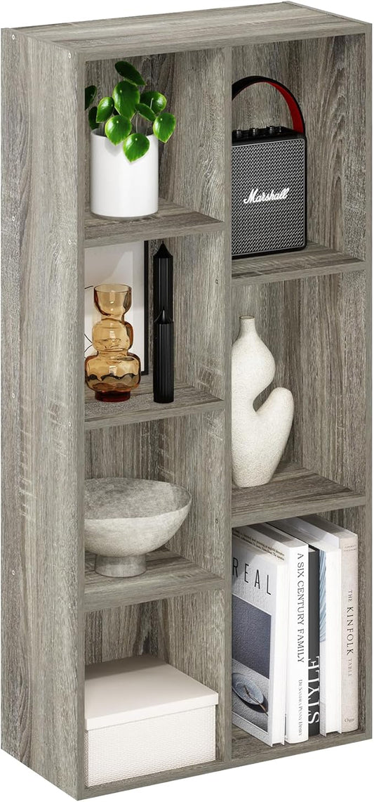 Furinno Luder 7-Cube Reversible Open Shelf, French Oak-NeatNest