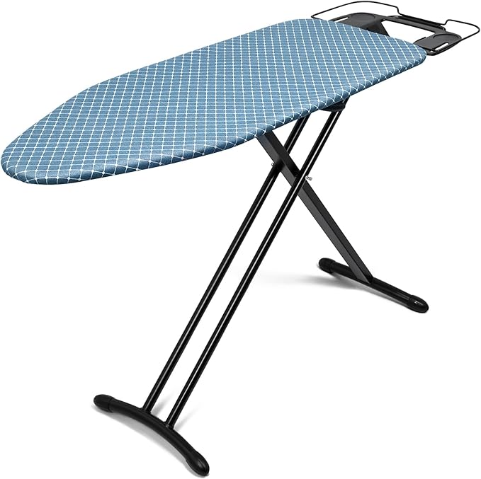 Duwee 17"x46" Ironing Board Full Size,Deluxe Ironing Board with Steam Iron Rest,Heat Resistant Cover and Thicken Felt Pad, Adjustable Height,Heavy Sturdy Legs