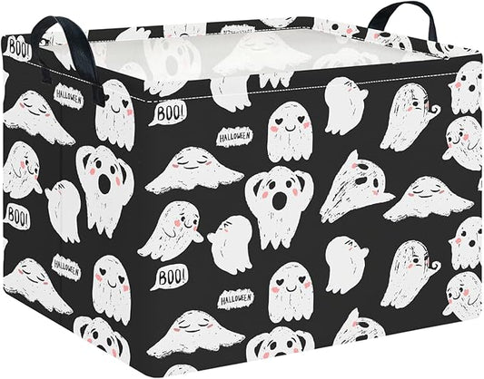 CLOCOR Rectangular Storage Basket Empty, Gift Basket for Halloween, Waterproof Storage Bin with Handles, Room Decor(Crack Ghost)-NeatNest