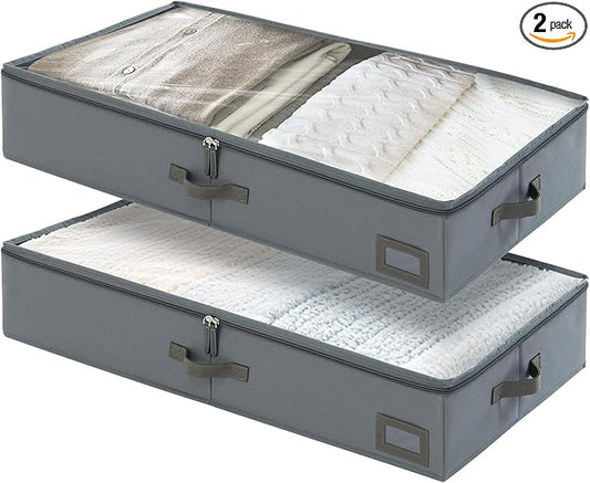 6-Inch Under Bed Organizer, Under Bed Storage Container, Under Crib/Couch Storage, Underbed Storage Box for Seasonal Clothing, Sweaters, Shoes, Blankets, Wrapping Paper & Toys 33" L×17" W×6" H-NeatNest