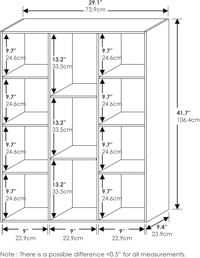 FURINNO 11107WH-GR 7 Reversible, 11-Cube, White Green-NeatNest
