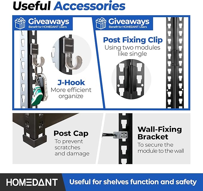 HOMEDANT 5 Tier Laminated Boltless Metal Shelving Unit Adjustable Garage Storage Utility Rack Heavy Duty Shelves Organization Multipurpose Shelf Warehouse Pantry Shed 35.9" W x 18.2" D x 71.3" H 1Pack-NeatNest