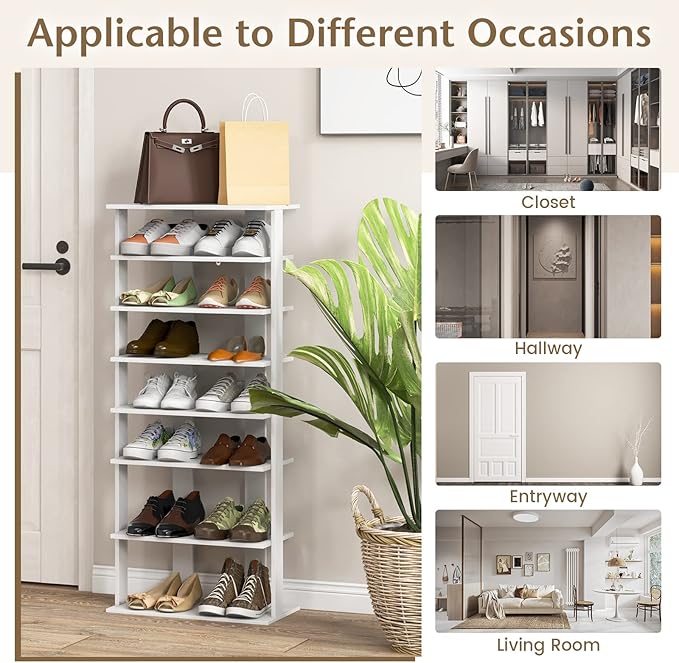 Tangkula 8-Tier Vertical Shoe Rack, Space-Saving Corner Shoe Organizer for 14 Pairs, Narrow Shoe Storage for Entryway, Front Door, or Closet-NeatNest