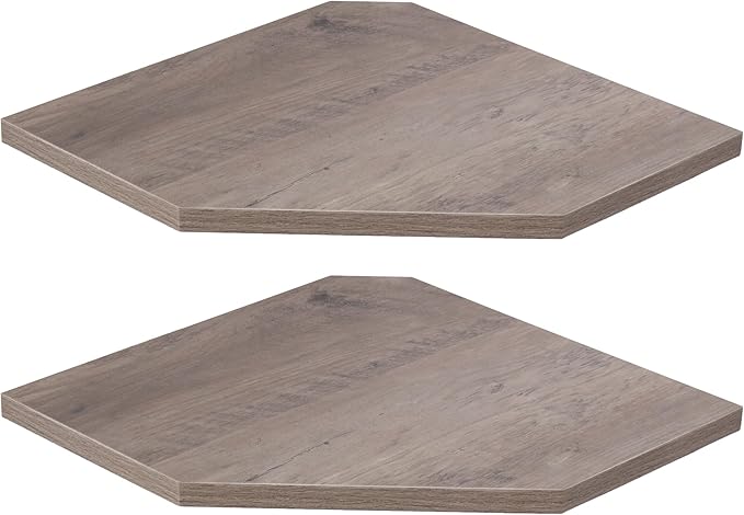 Corner Shelf Wall Mount, Floating Corner Shelves, Set of 2 Corner Wall Shelf Organizer, Rustic Wood Wall Storage Display Shelves for Living Room Bedroom Bathroom Kitchen, Rustic Grey-NeatNest