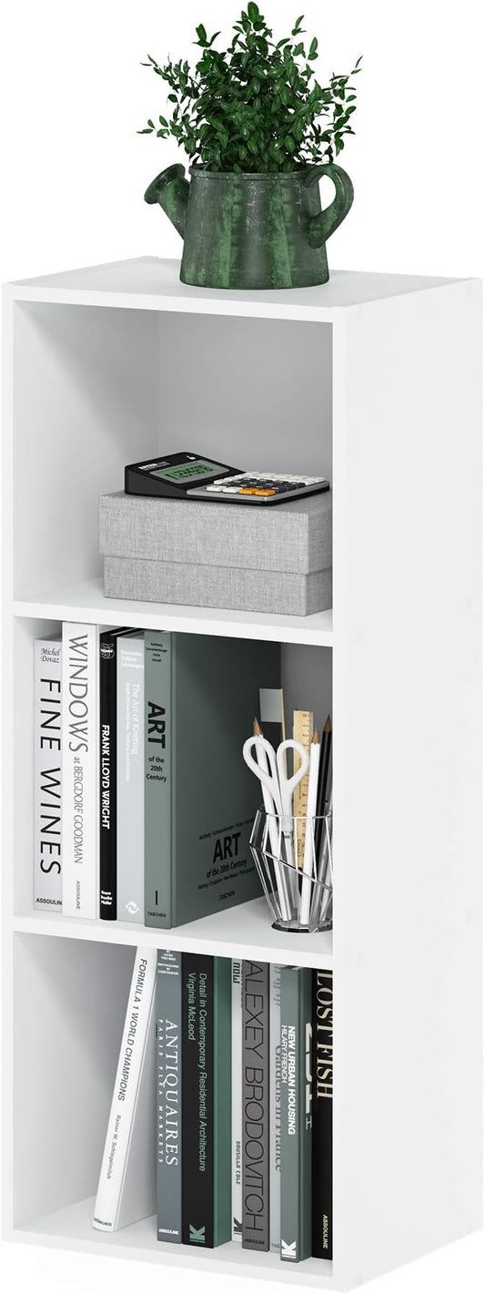 Furinno Luder Bookcase / Book / Storage , 3-Tier, White-NeatNest