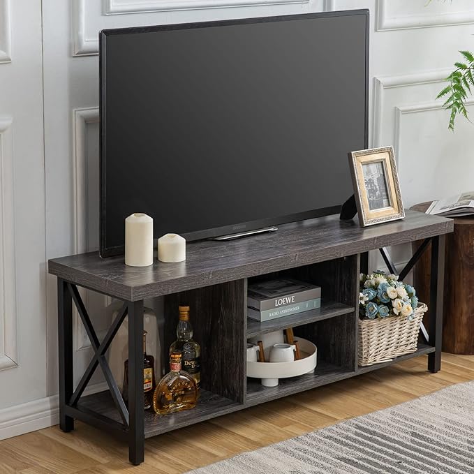 GAZHOME TV Stand for TV up to 55 Inches, TV Cabinet with Open Storage, TV Console Unit with Shelving for Living Room, Entertainment Room, Grey-NeatNest