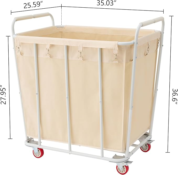 Hoctieon Large Laundry Cart with Wheels, 400L Heavy Duty Laundry Basket Organizer, Rolling Hamper Sorter for Clothes Storage, Industrial Dirty Clothes Hamper for Home & Hotel, Beige-NeatNest