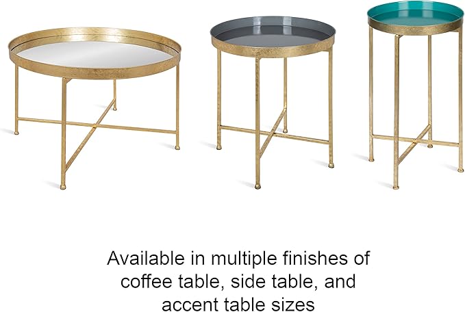 Kate and Laurel Celia Round Foldable Tray Accent Table, 14" x 14" x 25.75", White and Black, Modern Minimalist Design and Detachable Magnetic Tabletop