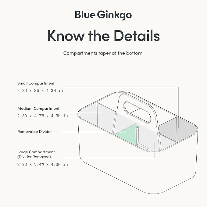 BLUE GINKGO Stackable Organizer Caddy – Korean-Made Portable Tote for Bathroom, Office, Crafts, or School Supplies (Rectangle, Gray)-NeatNest