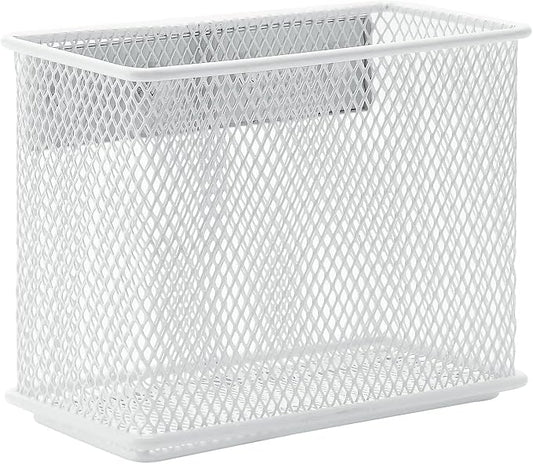 dedoot Magnetic Pencil Holder, Locker Pencil Holder Strong Magnetic Holder for Whiteboard Marker, 4.7x2.3x3.7inch Black Mesh Magnetic Holder for Fridge, Sponge, Recipe, Beverage,White-NeatNest