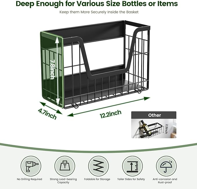 Heavy Duty Magnetic Shelf for Fridge(2-Pack), Magnetic Storage Basket, No Assembly Space Saving Fridge Organizer for Fruits, Veggies, Snacks & Laundry