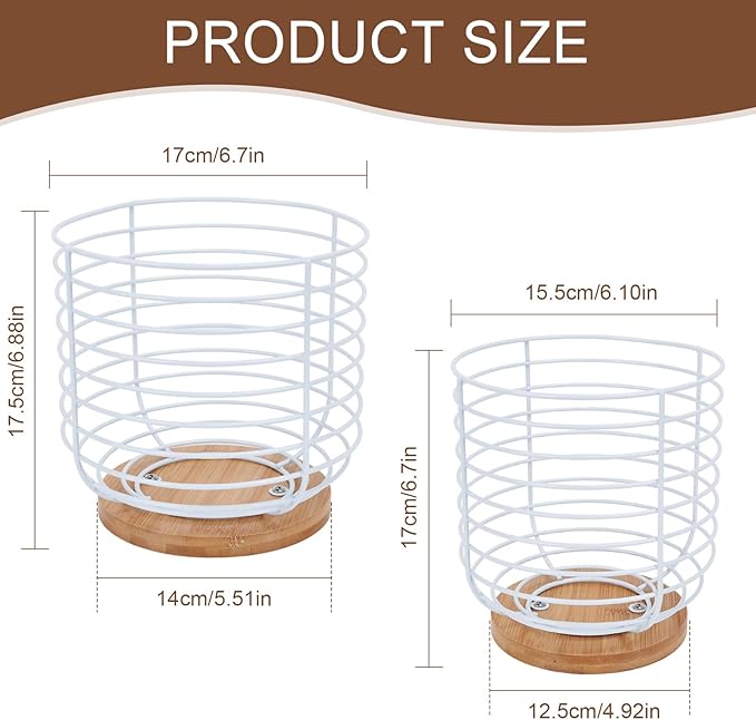 2pcs K Cup Holder Organizer - Coffee Pods Storage Organizer - Coffee Bar Accessories - Large Capacity Black Wire Kup Storage with Bamboo Base (White)-NeatNest