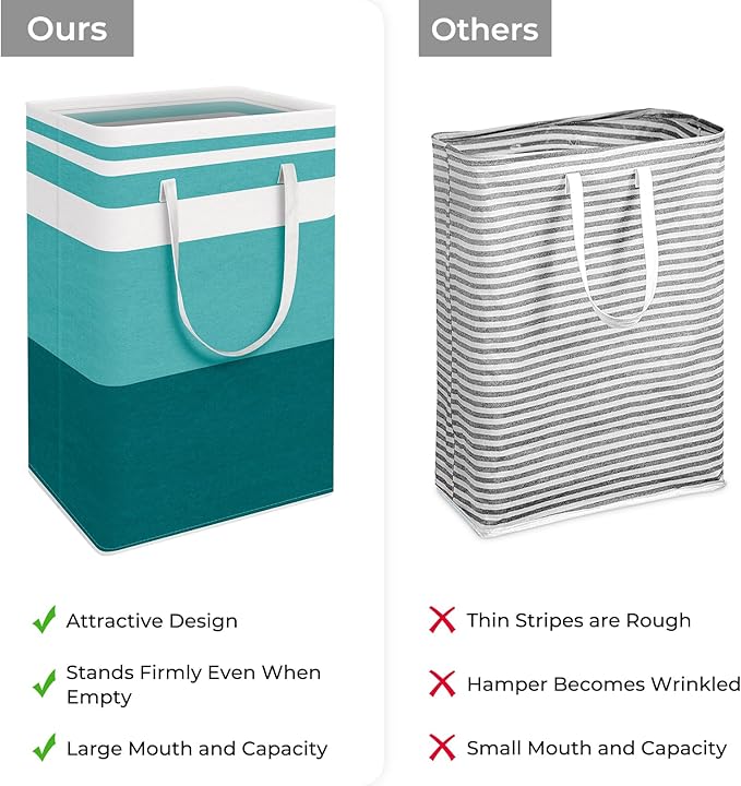 HomeHacks 2-Pack Large Laundry Basket, Waterproof, Freestanding Laundry Hamper, Collapsible Tall Clothes Hamper with Extended Handles for Clothes Toys in the Dorm and Family (Green, 88L)-NeatNest