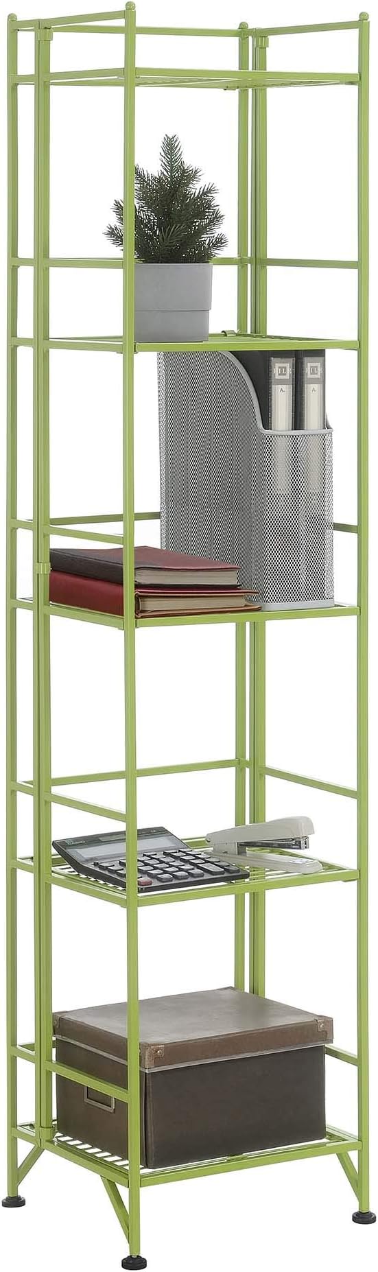 Convenience Concepts Xtra Storage Shelves - 5-Tier Folding Metal Storage Shelves, Closet Organizer for Office, Laundry Room, Bedroom, Garage, Kitchen, Bathroom, Lime Green-NeatNest