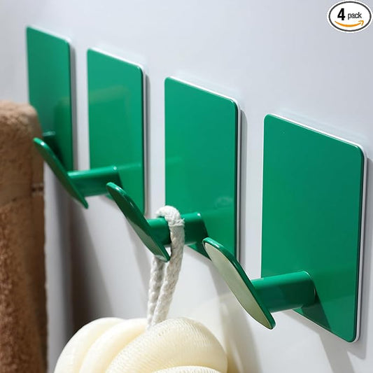 DELITON 4 Pack Green Wall Hooks for Hanging Towels, Robe, Coat, Decorative Shower Hooks Stainless Steel Rust Proof-NeatNest