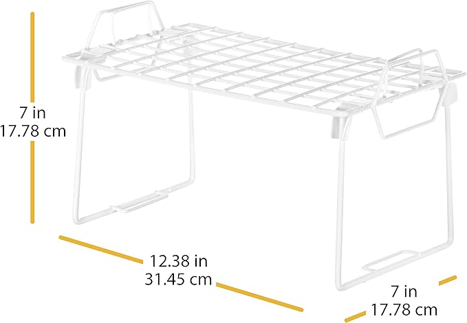 Whitmor Wire Grid Stacking Shelf Small, White-NeatNest