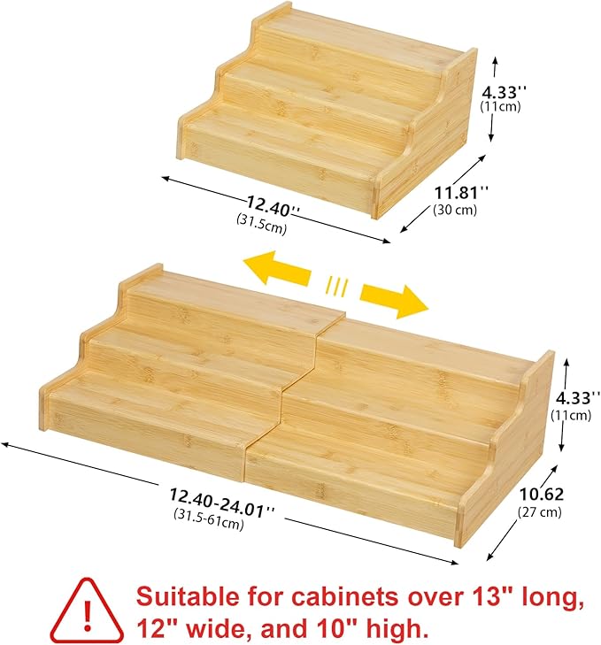 3-Tier Expandable Bamboo Mug Holder For Countertop Coffee Cup Holder Display Mug Organizer Mug Rack for Coffee Bar Organizer Mug Shelf for Cabinet for Kitchen, Home-NeatNest