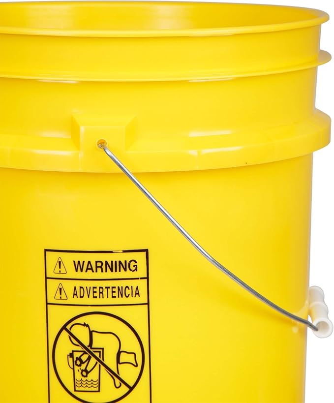 House Naturals 5 Gal Yellow Plastic Bucket with Lid Food Grade BPA Free Premium 90 mil Pail