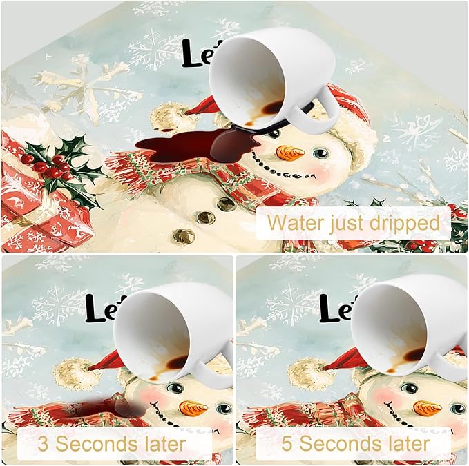 Hello Winter Dish Drying Mats for Kitchen Counter Absorbent Fast Dry Dish Drainer Rack Mats for Dishes Utensils Pot and Pan, Kitchen Accessories 24"x16"
