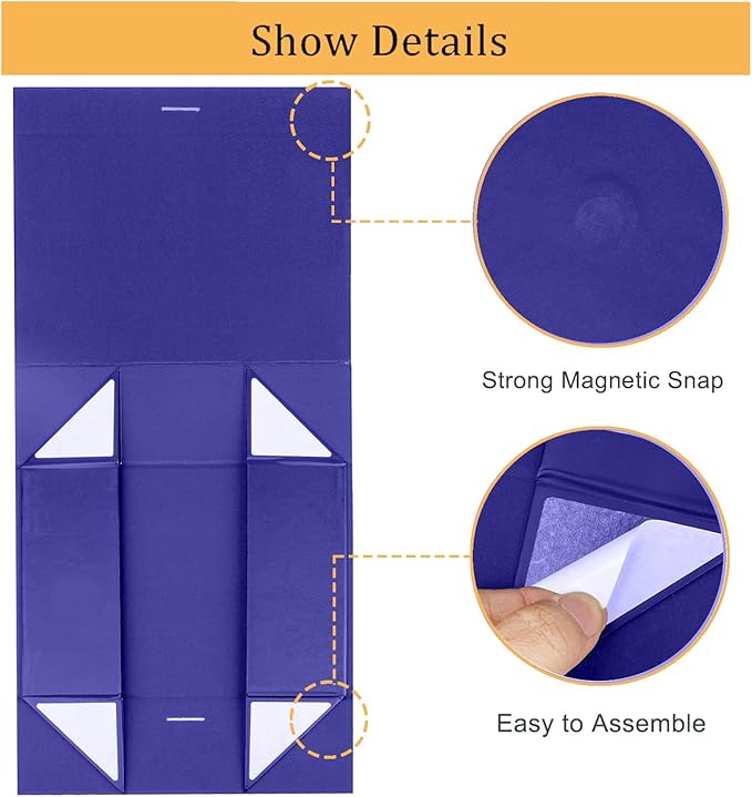 10.5"X7.5"X3.1" Blue Magnetic Gift Box with Lid and Ribbon for Presents-NeatNest