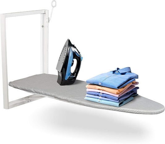 Ivation Wall-Mounted Ironing Board | Foldable 36.2” x 12.2” Ironing Station for Home, Apartment & Small Spaces | Sturdy Folding Board, Easy-Release Lever, Removable Cotton Cover & Mounting Hardware